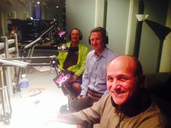 Photo of Mitch Siegler in the  KFMB radio studio with Richard Muscio and Joe Vecchio